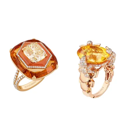 حجر الفرح والطاقة.. خواتم فاخرة مرصوفة بالسترين لإطلالات شتاء 2024