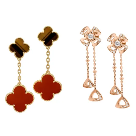 أقراط بسلسلة مرصوفة بالألماس والأحجار الكريمة من أشهر الدور العالمية