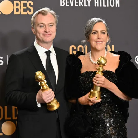 كريستوفر نولان وزوجته إيما توماس Christopher Nolan  and spouse Emma Thomas (مصدر الصورة: Robyn BECK / AFP)