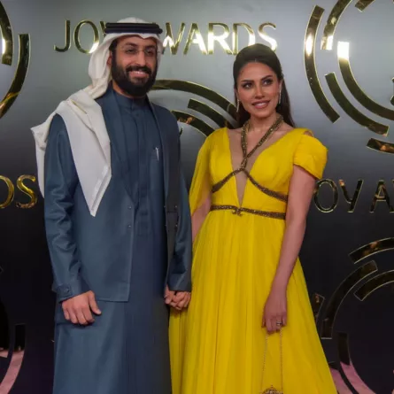 خالد صقر وإلهام علي -الصورة من المركز الإعلامي لموسم الرياض