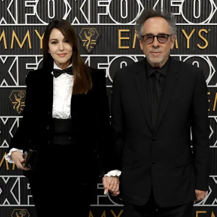 (L-R) Monica Bellucci and Tim Burton  Peacock Theater on January 15, 2024 in Los Angeles, California (Photo by Frazer Harrison / GETTY IMAGES NORTH AMERICA / Getty Images via AFP)