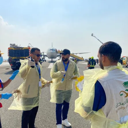 مركز صحة جدة لإدارة الازمات..يشارك ب 14 فرقة طبية في فرضية سقوط طائرة في مطار الملك عبدالعزيز الدولي بجدة
