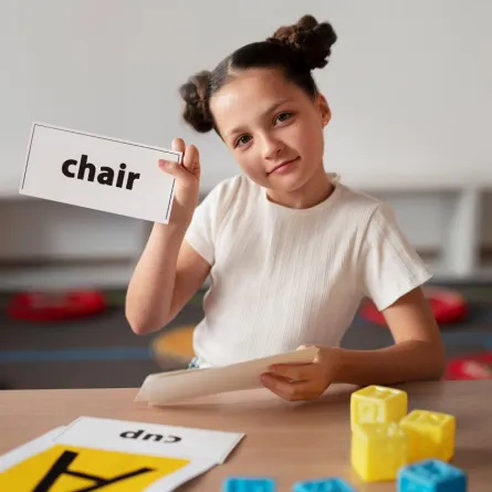 صورة لطفلة تتعلم مفردات جديدة
