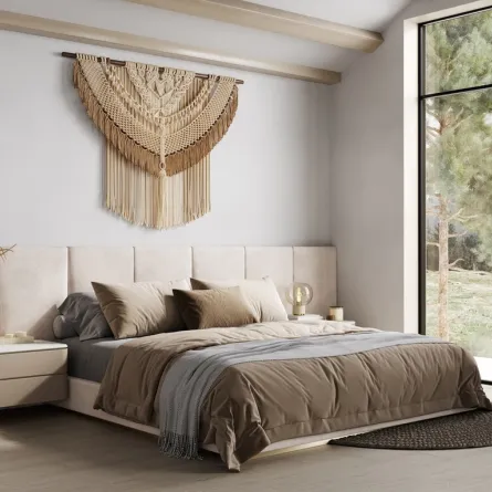 تزيين جدار غرفة النوم المُعاصرة بفنّ المكرمية اليدوي 