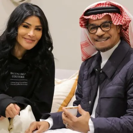 أميمة طالب ورابح صقر في بروفات ليلة الامير سعود بن عبدالله الصورة من حسابها على الانستغرام