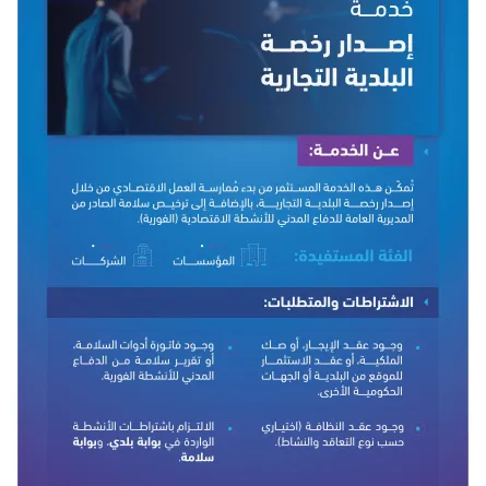 خدمة إصدار رخصة البلدية التجارية