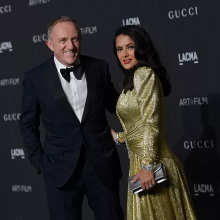 سلمى حايك بينولت وزوجها فرانسوا هنري بينولت في لوس أنجلوس (Salma Hayek Pinault and husband Francois-Henri Pinault in Los Angeles). مصدر الصورة:  California Chris Delmas / AFP