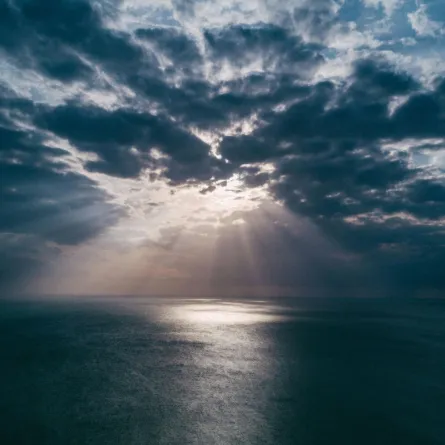 الشمس تنعكس أشعتها على سطح المحيط