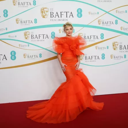 فلورنس بوغ Florence Pugh  في حفل جوائز بافتا 2023 (مصدر الصورة: ISABEL INFANTES / AFP)