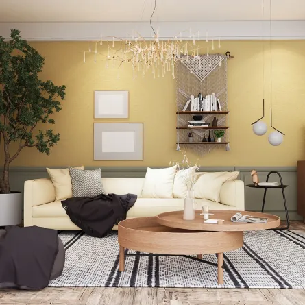 ديكورات غرفة المعيشة موحية بالربيع