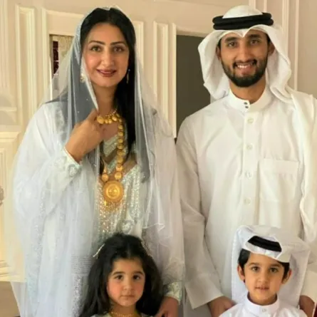 هيفاء حسين مع ابناءها  سعد، سلطان، جواهر-الصورة من المصدر