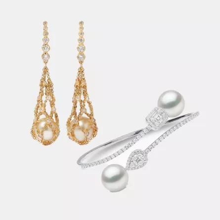 مجوهرات ذهب مرصوفة بأحجار اللؤلؤ