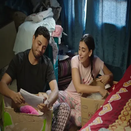 ولاء الشريف واحمد ماجد فى مشهد من نعمة الافوكاتو