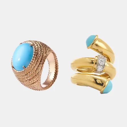 خواتم ذهب مرصوفة بالفيروز من أشهر الدور العالمية