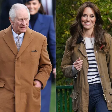 صورتان تم إنشاؤهما في 23 مارس 2024 لكيت ميدلتون خلال زيارة إلى "دادفينجرز" والملك تشارلز الثالث خلال قداس كريسماس في كنيسة القديسة مريم المجدلية في ساندرينغهام (combination of file pictures created on March 23, 2024 shows Catherine during a visit to "Dadvengers" in north London and King Charles III during Christmas Day service at St Mary Magdalene Church in Sandringham). مصدر الصورة: Yui Mok and Adrian DENNIS / various sources / AFP