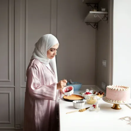 صورة امرأة تصنع الحلويات