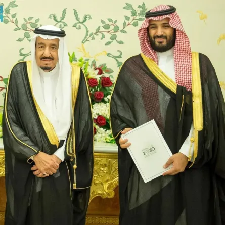 خادم الحرمين الشريفين الملك سلمان بن عبدالعزيز والأمير محمد بن سلمان ولي العهد 
