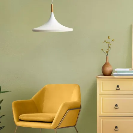 أريكة صغيرة منجدة بنسيج أصفر اللون