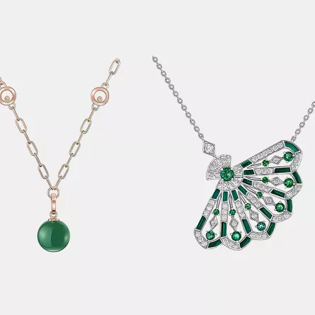 سلاسل عصرية مرصوفة بأحجار كريمة خضراء لربيع 2024