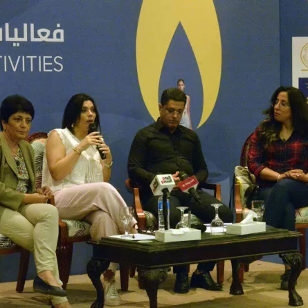 على هامش ندوة كاهنة عطية ضمن فاعليات مهرجان أسوان الدولي لسينما المرأة- الصورة من المركز الإعلامي للمهرجان
