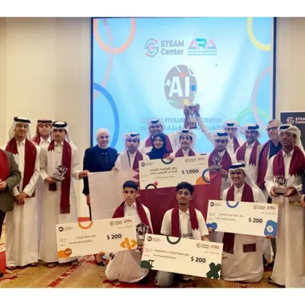 المدارس الفائزة بأولمبياد الذكاء الاصطناعي. الصورة من وكالة الأنباء القطرية