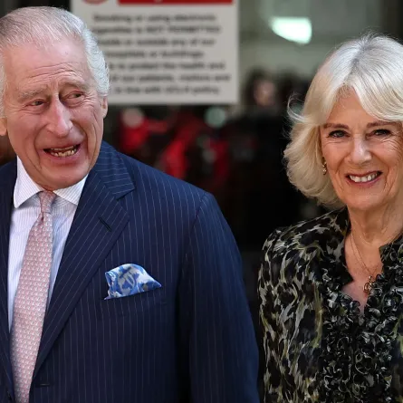 الملك تشارلز الثالث والملكة كاميلا يصلان لزيارة مركز ماكميلان للسرطان بمستشفى جامعة كوليدج في لندن (King Charles III and Queen Camilla arrive to visit the University College Hospital Macmillan Cancer Centre in London). مصدر الصورة: HENRY NICHOLLS / AFP