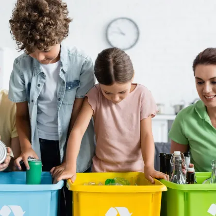 صورة عائلة تفرز النفايات