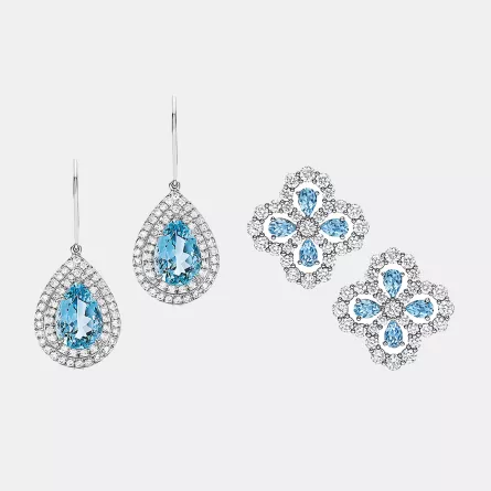 أقراط مرصوفة بالأكوامارين من أشهر الدور العالمية