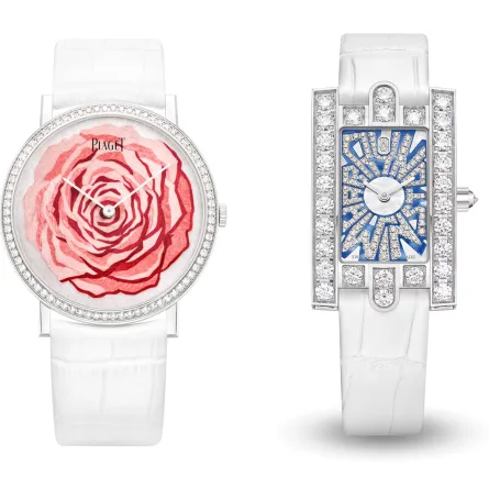 ساعة Avenue Classic Graffiti من هاري وينستون Harry Winston وساعة ساعة Altiplano Rose من بياجيه Piaget