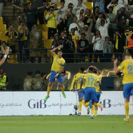 النصر يحتفي بفوزه على الخليج. الصورة من الحساب الرسمي للنصر على منصة x