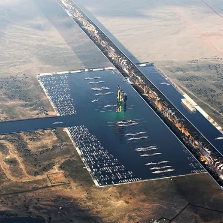  الملامح الأولى لمدينة "ذا لاين" في نيوم  تتضح - الصورة من حساب نيوم على منصة إكس