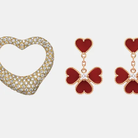 مجوهرات على شكل قلب من أشهر الدور العالمية