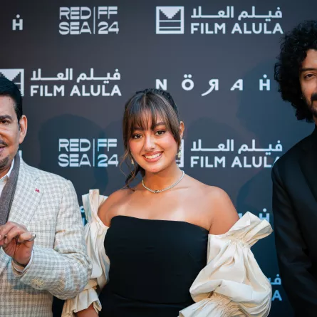 أبطال فيلم نورة من احتفالية فيلم العلا في مهرجان كان - تصوير يوسف بوهوش