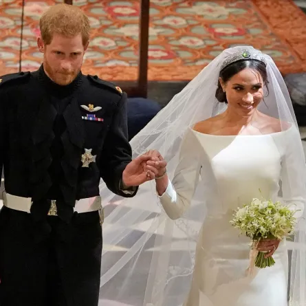 الأمير هاري وميغان ماركل في كنيسة القديس جورج قلعة وندسور في وندسور (Prince Harry and Meghan Markle in St George's Chapel, Windsor Castle, in Windsor) مصدر الصورة: Owen Humphreys / POOL / AFP