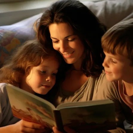 صورة لأم تحكي حكاية قبل النوم