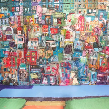 لوحة "المدينة" من توقيع عالية الفارسي Alia al Farsi