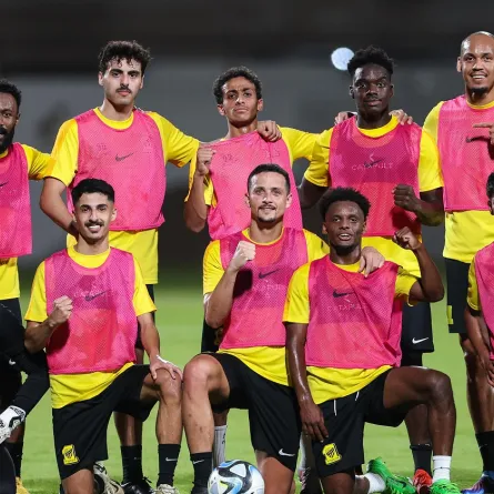 تدريبات الاتحاد قبل مواجهة ضمك اليوم في دوري روشن السعودي - الصورة من حساب نادي الاتحاد السعودي على منصة إكس