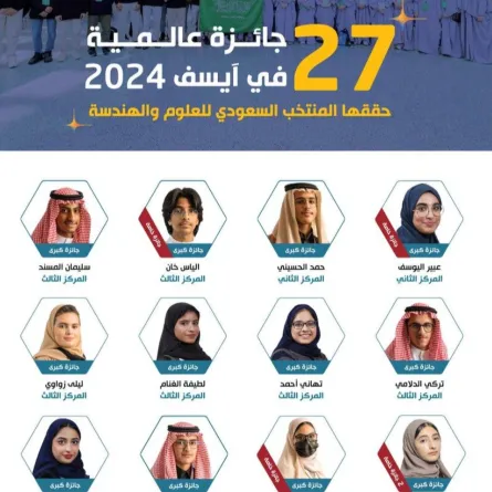 المملكة تحصد 27 جائزة خاصة وكبرى في آيسف 2024 - الصورة من حساب موهبة على إكس