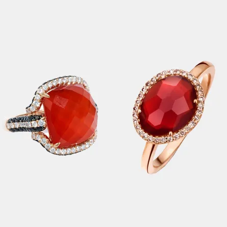 خواتم ذهب مرصعة بالعقيق الأحمر