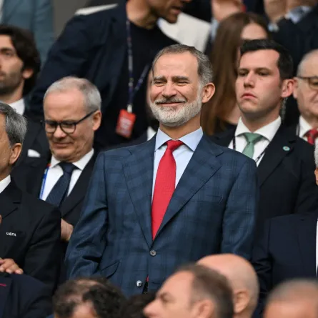 الملك فيليب السادس في ملعب أوف شالكه في غيلسنكيرشن (King Felipe VI at the Arena AufSchalke in Gelsenkirchen). مصدر الصورة: PATRICIA DE MELO MOREIRA / AFP