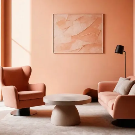 اللون الخوخي يحل على جدران غرفة المعيشة