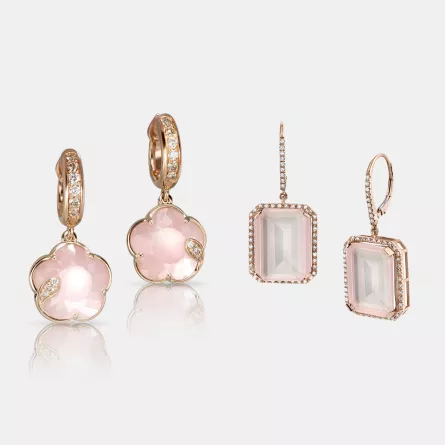 أقراط مرصوفة بأحجار باللون الوردي 