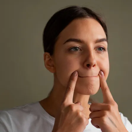 امرأة تعاني من تنميل في أعصاب الوجه