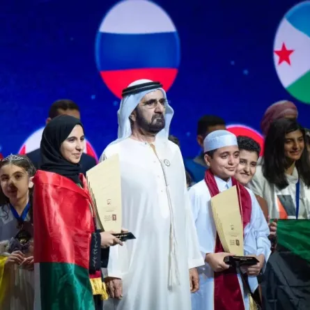 بطلا تحدي القراءة العربي للدورة السابعة. الصورة من حساب HH Sheikh Mohammed على منصة x.