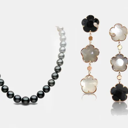 أقراط Petit Joli Bouquet Lunaire من باسكال بروني Pasquale Bruni   وقلادة Ombre من يوكو لندن Yoko London