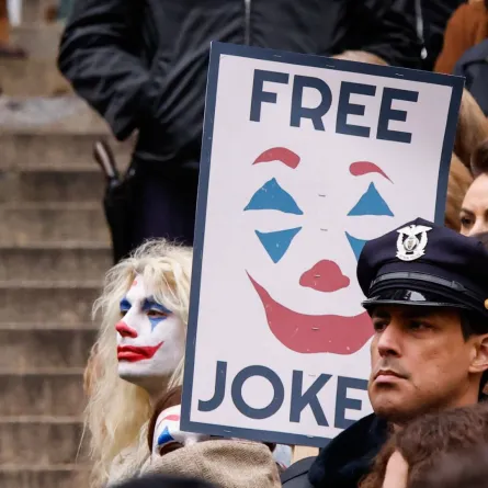 تصوير فيلم Joker: Folie à Deux في نيويورك (Joker: Folie à Deux" in New York). مصدر الصورة: KENA BETANCUR / AFP