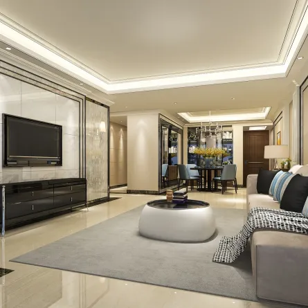 منطقة معيشة مفتوحة  مودرن في المنزل