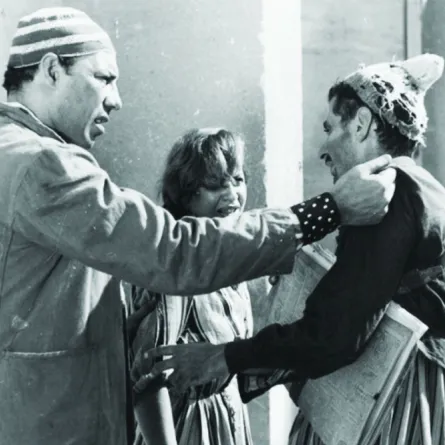 يوسف شاهين وفريد شوقي تتوسطهما هند رستم - صورة أرشيفية