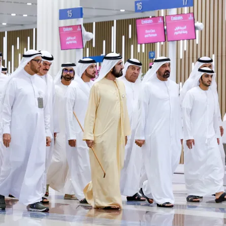 الشيخ محمد بن راشد آل مكتوم يزور مطار دبي الدولي. الصورة من حساب الشيخ أحمد بن سعيد آل مكتوم على منصة x