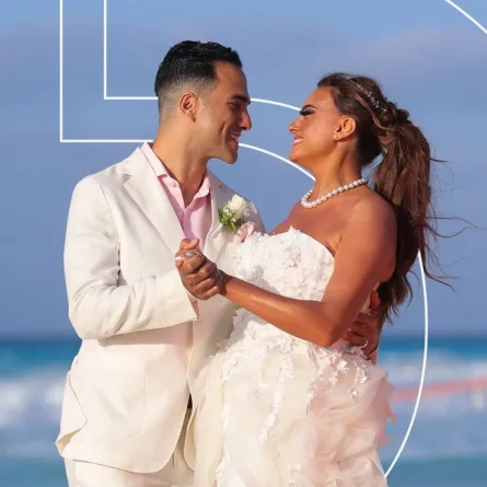 العروسان بشرى وخالد حميدة- الصور من مكتب النجمة الإعلامي